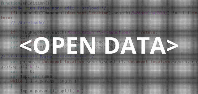 open data written on a page of informatic code